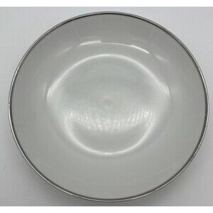 Harmony House Moderne Soup Bowl White China Silver Rim Dinner Party Elegant